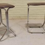 Set Van 2 Vintage Chrome En Vinyl Kruks Krukjes thumbnail 17