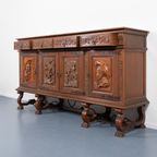Unique Carved ‘don Quixote’ Cabinet / Dressoir, Spain 1950’s thumbnail 8