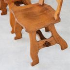 Brutalist Eetkamerstoelen | Vintage Stoelen | Jaren 50 | Eiken thumbnail 4