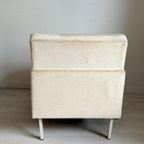 Vintage Loungefauteuil Roomwitte Velvet Jaren 60/70 thumbnail 4