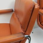 4 Vintage Cognac Leren Lounge Stoelen Artifort Geoffrey Harcourt thumbnail 11