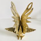 Set Franse Verguld Metalen Gouden Kemphanen Midcentury thumbnail 2