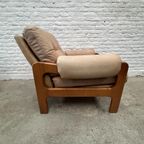 Vintage Fauteuil Of Loungestoel - Hout Met Licht Leer thumbnail 7