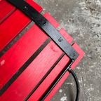 Red Slatted Chair With Black Metal Frame thumbnail 14