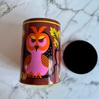 Groot Vintage Bewaar Blik Met Uilenmotief thumbnail 7