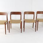 Set 4 Niels Otto Moller Stoelen Model 75 Möller Vintage Papercord thumbnail 5
