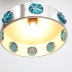 Deense Vintage Hanglamp Aluminium Blauw Glas thumbnail 2