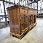 Vintage Houten Kast / Dressoir Met Ijzeren Accent thumbnail 2