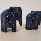 Set Vintage Olifantjes Olifant Beeld Houten Beeldje thumbnail 9