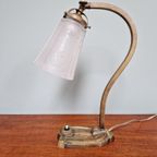 Art Deco Lamp In Brons, Bobèche Gesigneerd Frères Muller thumbnail 3
