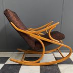 Rocking Chair By Ton In Black And Peach Fabric thumbnail 5