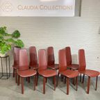 Set Van 8 Tuiglederen Cidue Italia Eetkamerstoelen - Italië Jaren 80 thumbnail 9