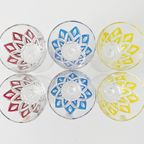 Set Vintage Vmc France Reims Champagne Glazen Harlequin 1960’s Nieuw thumbnail 7