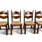 4X Brutalist Oak Eetkamerstoelen thumbnail 8