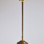 Vintage Art Deco Bol Hanglamp Schoollamp Messing Stang ‘50 thumbnail 6