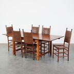 Prachtige Design Set Van 6 Eetkamerstoelen En Uitschuifbare Eetkamertafel Van Schuitema thumbnail 2