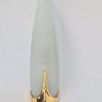 Vintage Art Deco Wandlamp Glas Messing Italië ‘70 Regency thumbnail 2