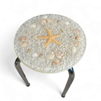 Stools With A Decorative Top Made With Sand , Seashells, And A Starfish Embedded In A Clear Acryl thumbnail 10