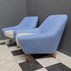 Set Of Two Blue And White Wool Chairs 1960S thumbnail 3