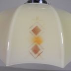 Art Deco Hanglamp Met Glazen Tienhoekige Kap, Jaren 30 thumbnail 14