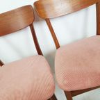 6 Deense Vintage Eettafel Stoelen | Nieuw Gestoffeerd Roze thumbnail 8