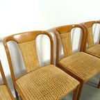 6X Teakhouten Eetkamerstoelen Met Stoffen Bekleding thumbnail 10