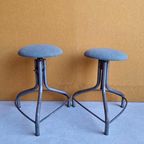 Unieke Vintage Brabantia Kruk Met Nieuwe Stoffering, Krukje thumbnail 8