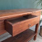 Robuuste Teak Houten Side Table Haltafel Landelijke Sidetable thumbnail 5