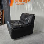 Vintage Italiaanse Fauteuil, Zwart Leer, Zanotta thumbnail 2