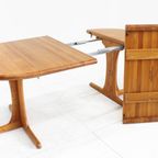 Vintage Deense Ronde Uitschuifbare Eettafel Tafel Massief Teak thumbnail 4