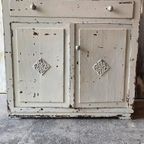 Oud Shabby Kastje, Commode, Badkamermeubel. Sleets, Stoer. thumbnail 2