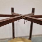 Antieke Bijzettafel Theetafel Koperen Bladen Inklapbaar thumbnail 13
