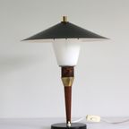 Oude Deense Bureaulamp In Metaal, Hout En Glas - Lyfa - Denemarken Jaren 50 - thumbnail 2