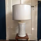 Hollywood Regency Lamp Xxl (71 Cm) , Italiaans Design Jaren 70 -80 , Keramiek En Messing , Goudkl thumbnail 5