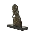 Bronzen Art Deco Beeld Christus Profiel Salvatore Melani Kunst 1930 thumbnail 5