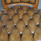 Set Van 2 Sierlijke Rundleren Barokke Chesterfield Fauteuils/ Armchairs Met Queen Ann Pootjes thumbnail 2