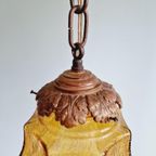 Art Deco Hanglamp In Amberkleurig Gebarsten Glas, 1920-30S thumbnail 10