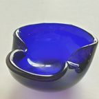Kobalt Blauwe Vintage Murano Glas Asbak thumbnail 11