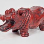 Vintage Rode Houten Hippo Nijlpaard ’70 Sculptuur Exotisch thumbnail 2