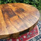 Vintage Brutalist Massief Eiken Houten Eettafel thumbnail 6