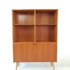 Vintage Deense Boekenkast Met Klep Teak Fineer thumbnail 4