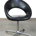 Zwarte Lederen Vintage Artifort Design Fauteuil Model Nina In Leer thumbnail 2