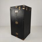 Antieke Belber Zwarte Leren Stoomkoffer Uit 1924 - Grote Reisgarderobe thumbnail 8