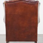 Comfortabele Engelse Stijl Schapenleren Oorfauteuil In Een Prachtige Diepe Cognac Kleur thumbnail 5