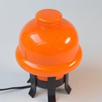 Scandinavische Oranje Glazen Tafellamp In Paddestoelstijl Van Ledungs, Zweden Jaren 70 thumbnail 7