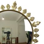 Vintage Metalen Zonnespiegel Convex Goud Deknudt Jaren 70 thumbnail 2