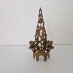 Brutalist Bronzen Judaica Wainberg Kandelaar Vintage thumbnail 2