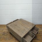 Industriële Verrijdbare Salontafel Of Planten-Koffietafel Met 4 Lades thumbnail 10