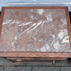 Art Deco Set Nachtkastjes Met Rood / Grijs Geaderd Marmer Blad, 55 Cm Hoog thumbnail 4