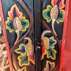 Tibetaans Kastje Houtsnijwerk Handgeschilderd thumbnail 6